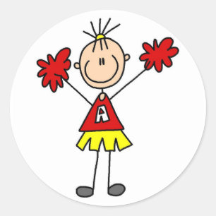 Stick Figure Cheerleader Tshirts and Gifts Classic Round Sticker