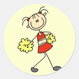Stick Figure Cheerleading Tshirts and Gifts Classic Round Sticker