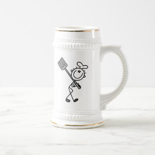 Stick Figure Chef With Fork Beer Stein