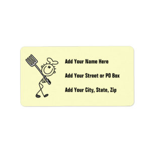 Stick Figure Chef With Fork Label