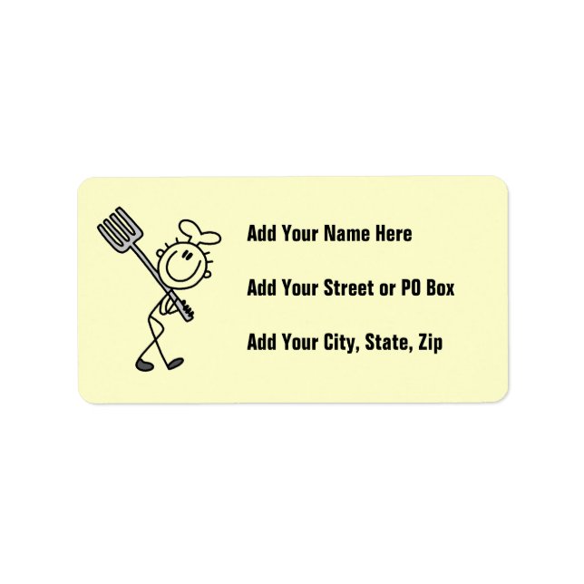 Stick Figure Chef With Fork Label (Front)
