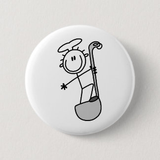 Stick Figure Chef with Ladle 2 Inch Round Button