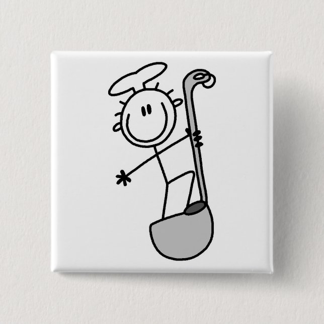 Stick Figure Chef with Ladle 2 Inch Square Button (Front)