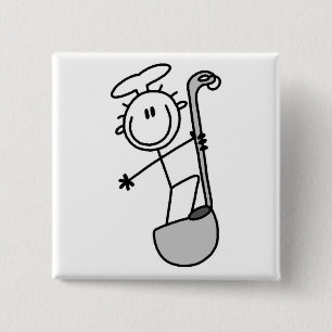 Stick Figure Chef with Ladle 2 Inch Square Button