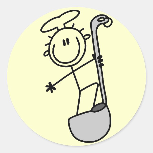 Stick Figure Chef with Ladle Classic Round Sticker (Front)