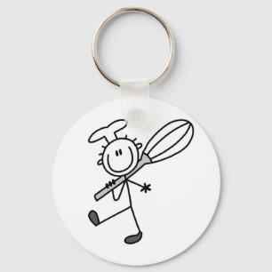 Stick Figure Chef With Whisk Keychain