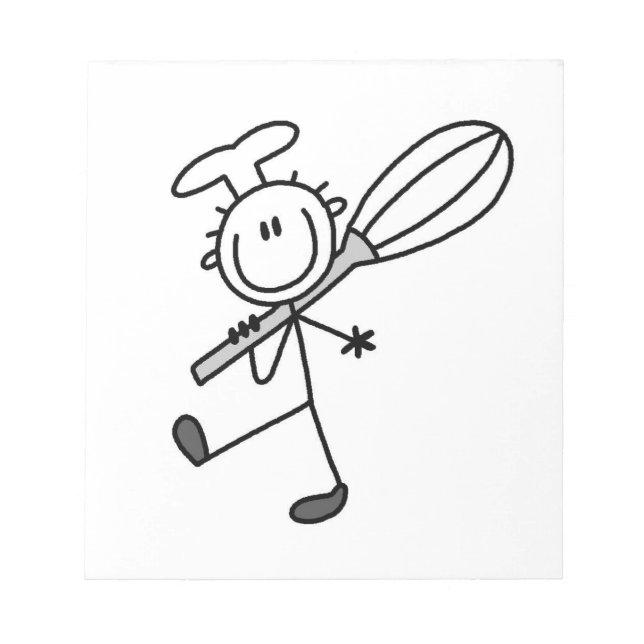 Stick Figure Chef With Whisk Notepad (Front)