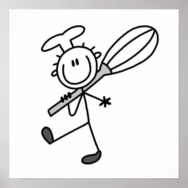 Stick Figure Chef With Whisk Poster (Front)