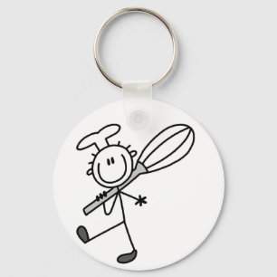 Stick Figure Chef with Whisk Tshirts Keychain