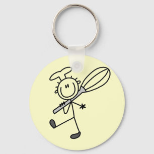 Stick Figure Chef with Whisk Tshirts Keychain