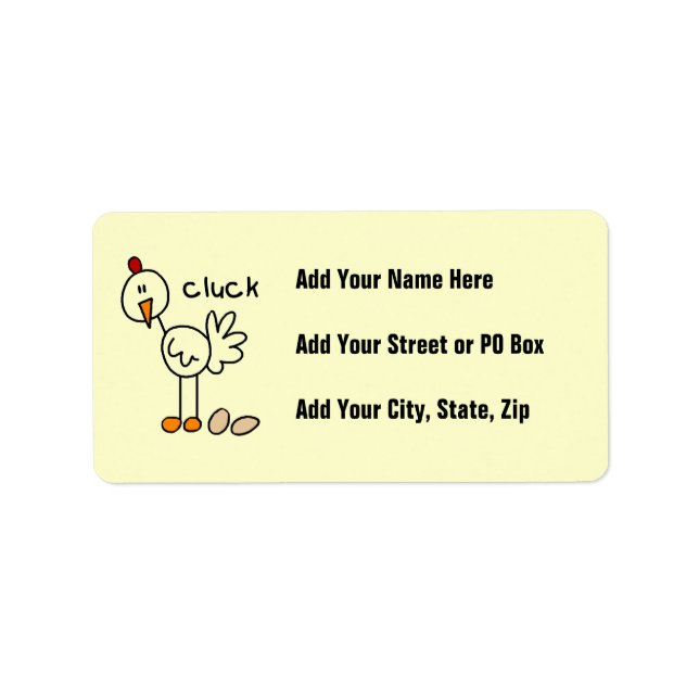 Stick Figure Chicken T-shirts and Gifts Label (Front)