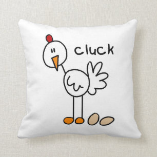 Stick Figure Chicken T-shirts and Gifts Throw Pillow