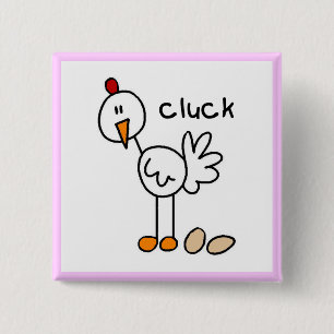 Stick Figure Chicken Tshirts and Gifts 2 Inch Square Button