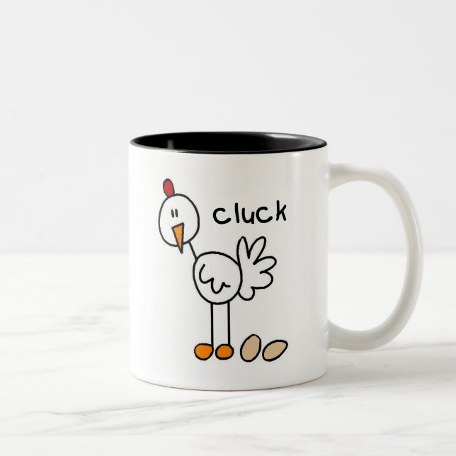 Stick Figure Chicken Two-Tone Coffee Mug (Right)