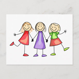Stick Figure Children Postcard