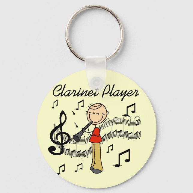 Stick Figure Clarinet Player Tshirts and Gifts Keychain (Front)