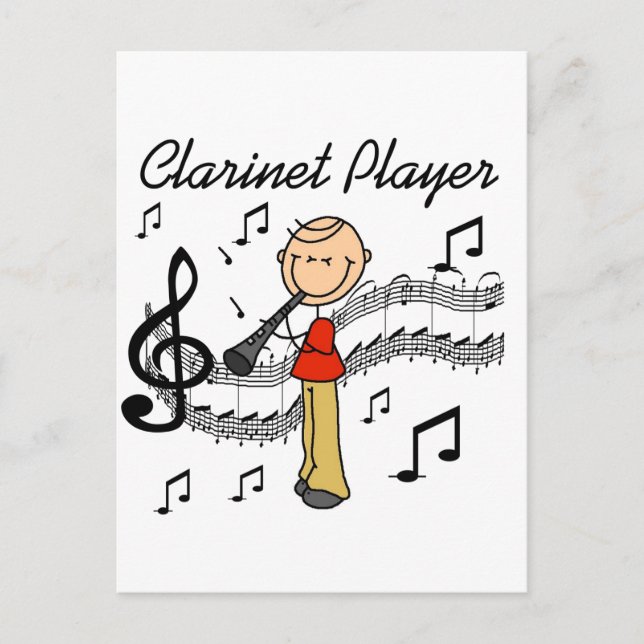 Stick Figure Clarinet Player Tshirts and Gifts Postcard (Front)