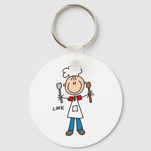 Stick Figure Cook T-shirts and Gifts Keychain (Front)