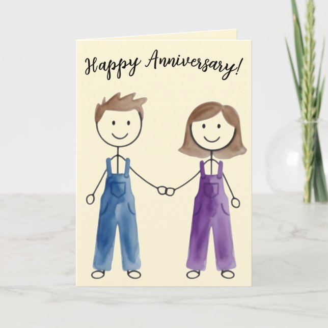 Stick Figure Couple Cover Template Card (Front)