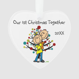 Stick Figure Couple in Love Customized Ornament