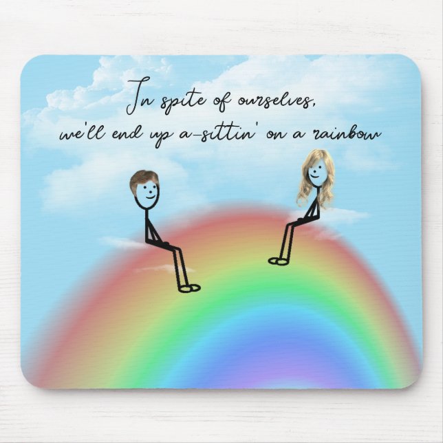 Stick Figure Couple On a Rainbow Mouse Pad (Front)