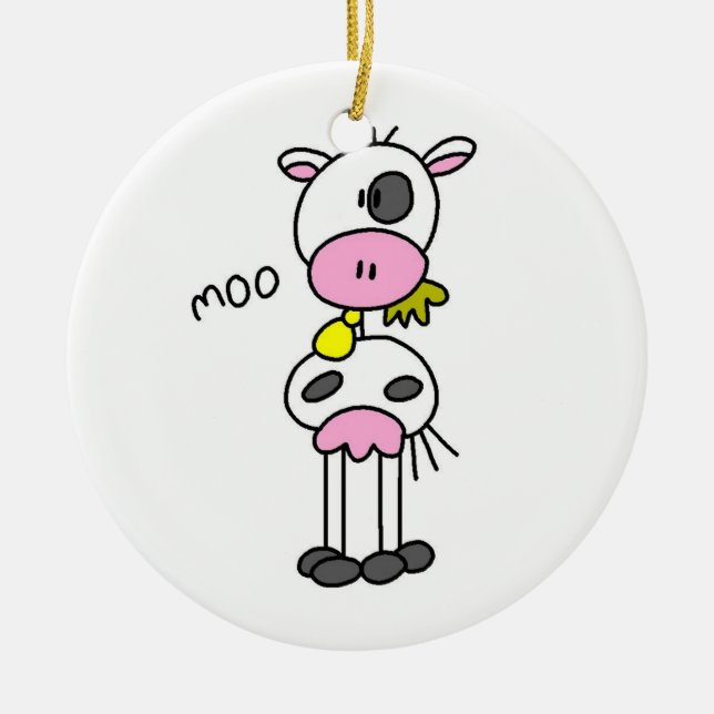 Stick Figure Cow T-shirts and GIfts Ceramic Ornament (Front)