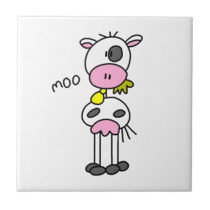 Stick Figure Cow T-shirts and GIfts Tile