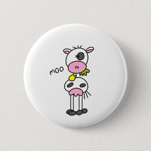 Stick Figure Cow Tshirts and Gifts 2 Inch Round Button