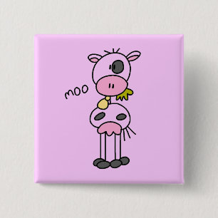 Stick Figure Cow Tshirts and Gifts 2 Inch Square Button