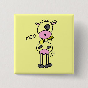 Stick Figure Cow Tshirts and Gifts 2 Inch Square Button