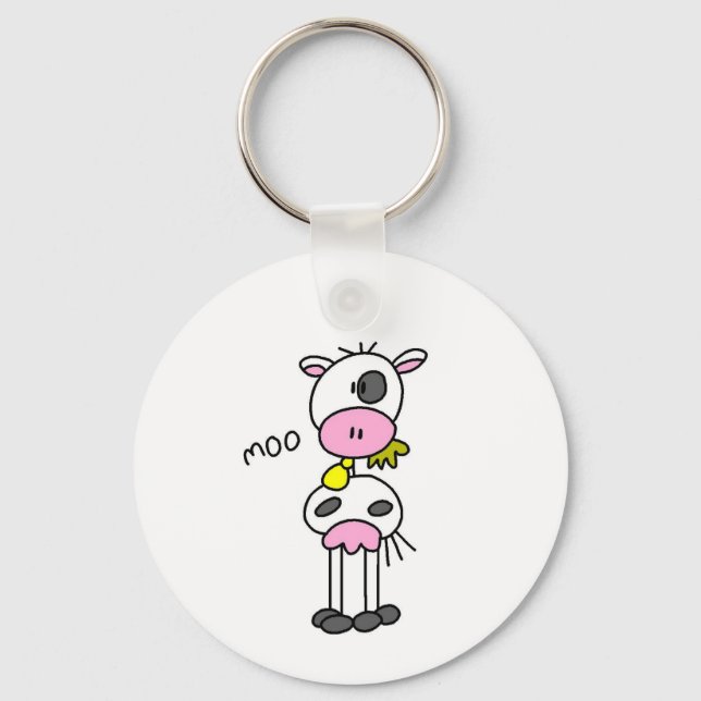 Stick Figure Cow Tshirts and Gifts Keychain (Front)