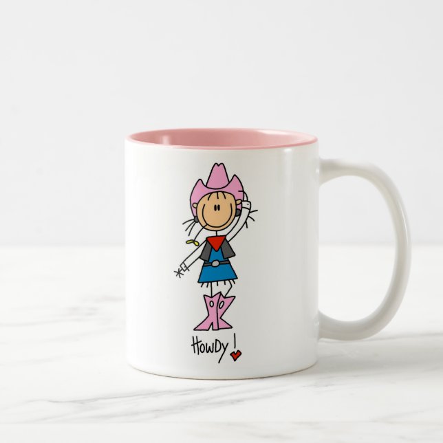 Stick Figure Cowgirl in Pink Hat/Boots Mug (Right)