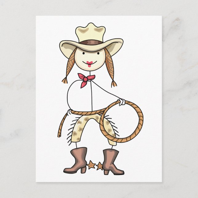 Stick Figure Cowgirl Postcard (Front)