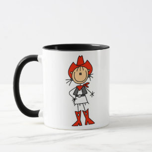 Stick Figure Cowgirl Red Hat and Boots Mug