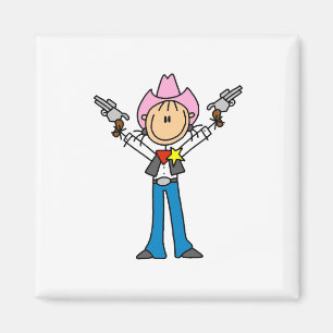 Stick Figure Cowgirl Sheriff Magnet