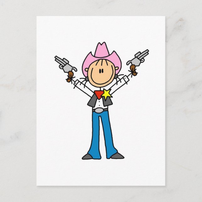 Stick Figure Cowgirl Sheriff Tshirts Postcard (Front)