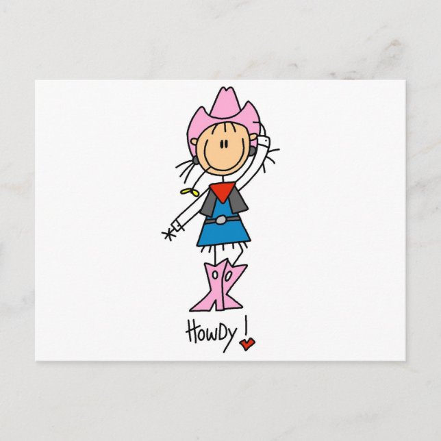 Stick Figure Cowgirl T-shirts and Gifts Postcard (Front)