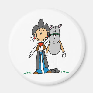 Stick Figure Cowgirl with Horse Magnet