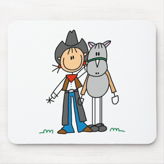 Stick Figure Cowgirl with Horse Mousepad (Front)