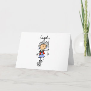 Stick Figure Cowgirl with Lasso Card