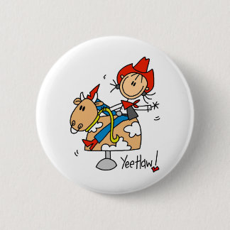 Stick Figure Cowgirl Yee Haw Button