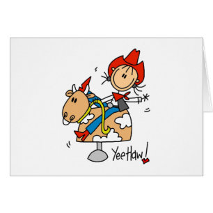 Stick Figure Cowgirl Yee Haw Card