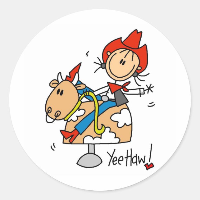 Stick Figure Cowgirl Yee Haw Stickers (Front)
