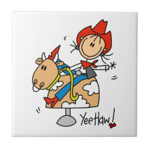 Stick Figure Cowgirl Yee Haw T-shirts and Gifts Tile