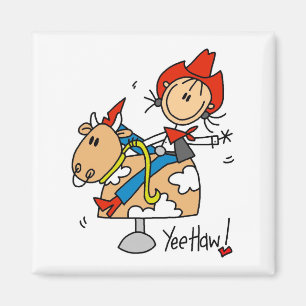 Stick Figure Cowgirl Yee Haw Tshirts and Gifts Magnet