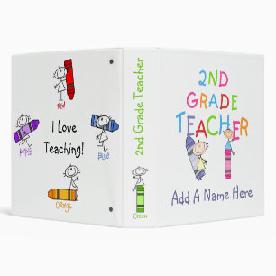 Stick Figure Crayons 2nd Grade Teacher Binder