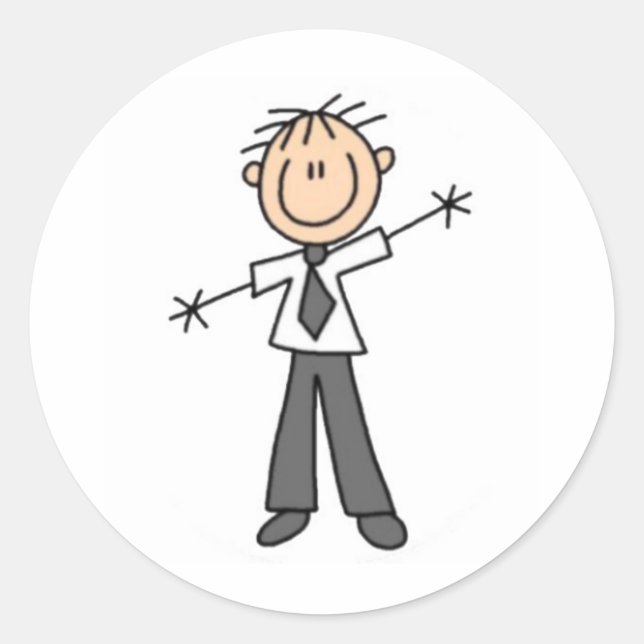 Stick Figure Dad Classic Round Sticker (Front)