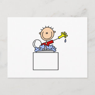 Stick Figure Doing Dishes Postcard