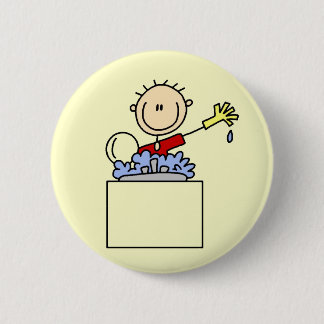 Stick Figure Doing Dishes Tshirts and Gifts 2 Inch Round Button