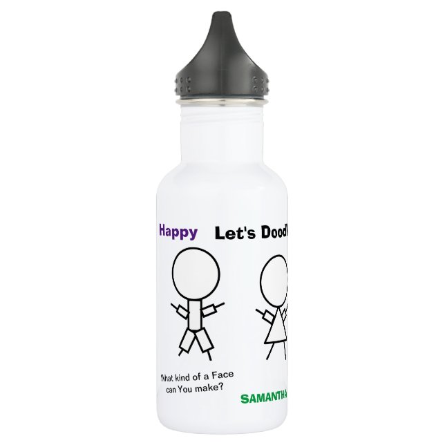 Stick Figure Doodle Faces Colour Me 532 Ml Water Bottle (Left)
